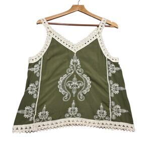 Green Lace Ultra Pink Y2k Silky Tank Top Size Med